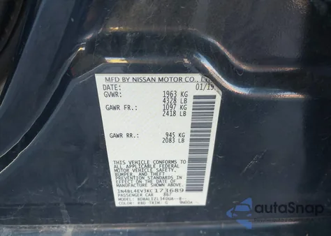 2019 Nissan Altima 2.5 Sl из США, поврежденный, VIN 1N4BL4EV3KC173689